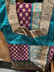 Elegant Teal &amp; Purple Saree