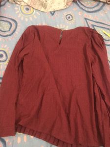 vero moda Zegna LS Pleated Fired Brick Top