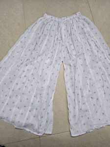 White Palazzo With Blue Star Prints
