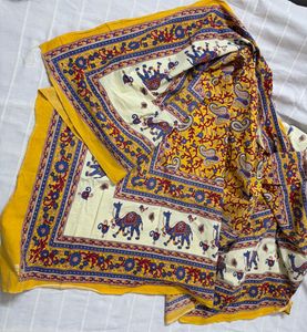 Single Pure Cotton Bedsheet with Camel pattern