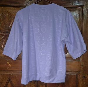 Lavender Oversized T-Shirt with Letter Pattern