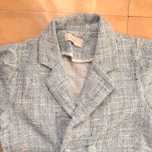 Cropped Tweed Blazer Jacket
