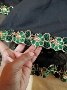 Black Sequin Short Sleeve Kurta With Dupatta