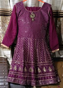 Elegant Purple Embroidered Garara With  Crop Top