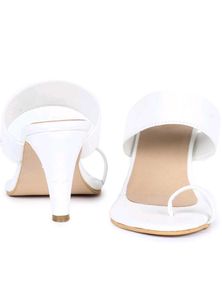 White Kolhapuri Style Heels