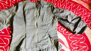 Gray Pleated Long Sleeve Blouse Fitted In The Wais
