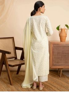 Elegant Cream Printed Kurti Plazo Set