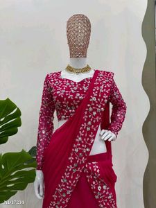 Red Ready To Wear Saree