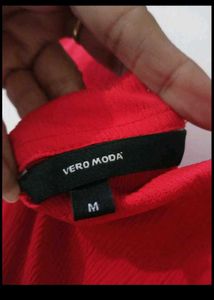 vero moda brand Red Button-Down Midi Dress