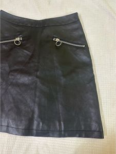 High Waisted Leather Mini Skirt