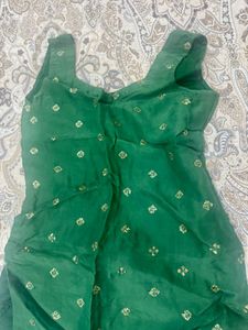 Green Kurta And Pants Set For Womens
