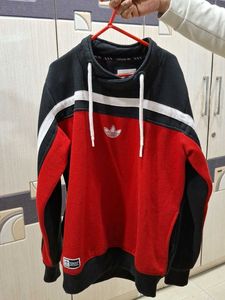 Adidas Red Black Cotton Hoddie For Winter