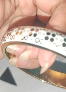 Elegant Gold &amp; White Patterned Bangle (Any 1)