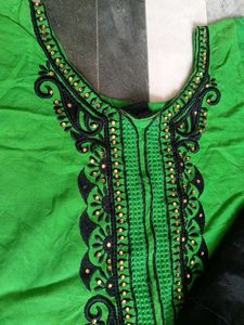 Green Embroidered Kurta Set