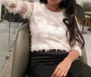 White Fringed Top
