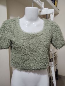 Fluffy Sage Green Crop Top