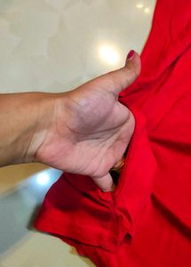 Red Embroidered Top With Pockets