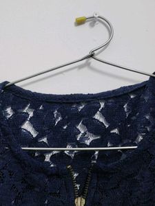 Navy Blue Mesh Top