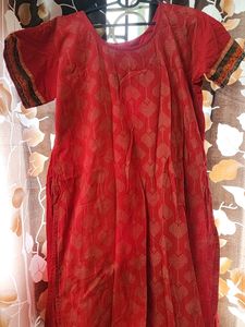 A line Stitched Red Kurti