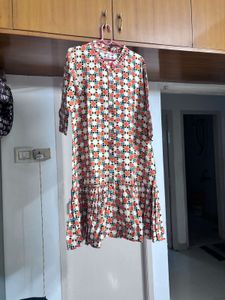 “Yufta” Vibrant Orange Geometric Dress