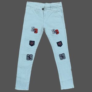 White Jeans with Patches For Boys Size 30