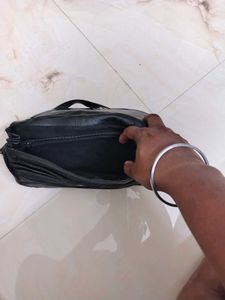 Vintage Black Leather Shoulder Bag