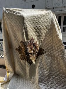 Beige And Gold Bedcover With Cushions