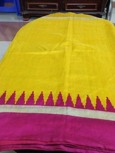 Yellow Georgette saree With Temple Border