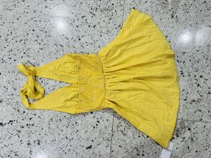 Yellow Gingham Halter Dress