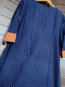 Melange Women Blue Cotton Kurta