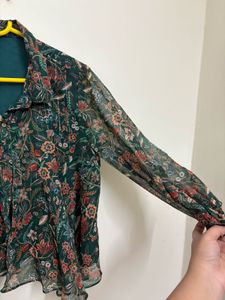 Myntra Floral Sheer Blouse Top