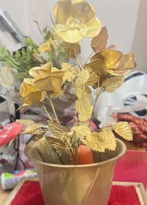 Brass Rose Showpiece in Glass Case