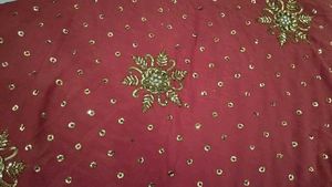 Maroon &amp; Gold Embellished Saree