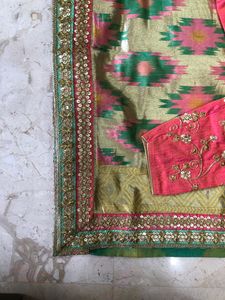 Multi Colour Saree With Heavy Border And Blouse