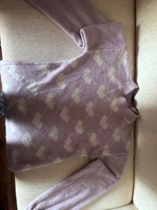 Cute Lavender Sweater With Heart Print