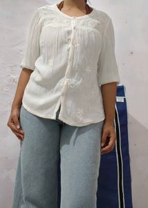 White Embroidered Top