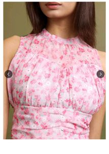 High Neck Pink Floral Mini Dress 🩷