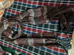 Plaid Scarf with Fringe