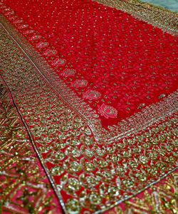 Red embroidery bridal saree 👰‍♀️😍✨ #BridalSaree