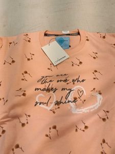 Peach Floral Print Sweatshirt