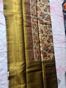 Digital Floral Softy Kuberpattu In Olive Shade