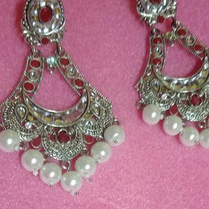 Elegant Silver Tone Dangle Earrings