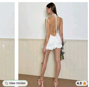White Mini Bodycon Dress With Rose