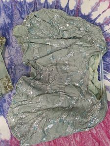 Gray Embellished Skirt &amp; Top Set