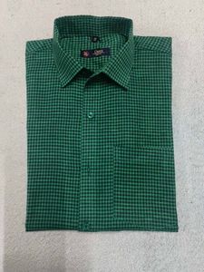 Green Checked Formal Shirt- SOFT COTTON