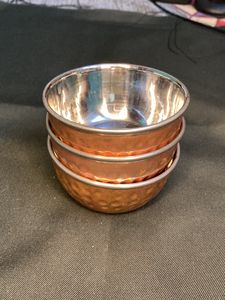 Hammered Double Wall Stainless Steel &amp; Copper Sambar / Chutney Cup (3 Piece Set - 360gms)