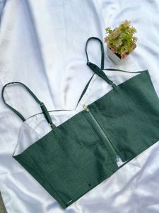 Green Plaid Crop Top