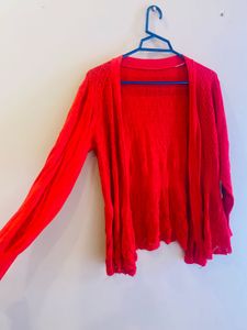 Red Knit Cardigan Shrug