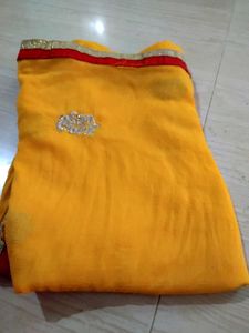 Yellow Dupatta with Silver Embellishments