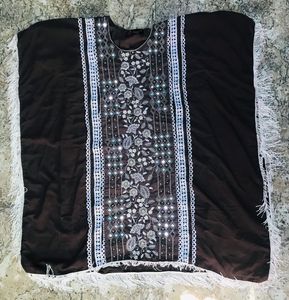 Brown Embellished Fringe Caftan